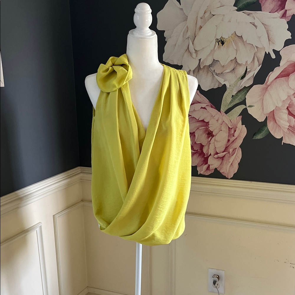 RACHEL Rachel Roy Vibrant Yellow Drape Blouse